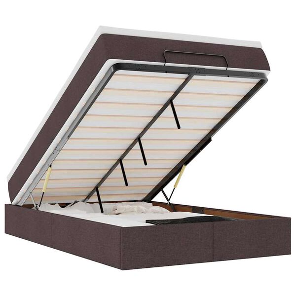 vidaXL Otomanski posteljni okvir z vzmetnico rjav 120x190 cm blago