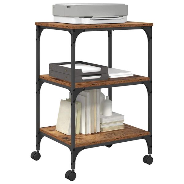 vidaXL Stojalo za tiskalnik Star les 50 x 41 x 75 cm Konstruiran les