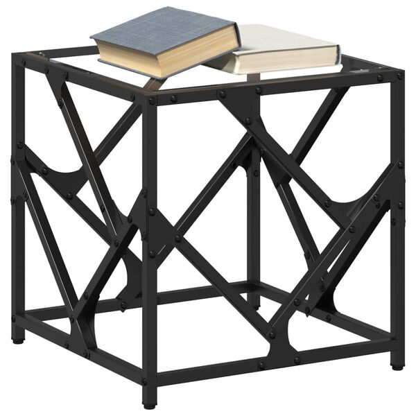 vidaXL Klubska mizica s stekleno površino 40x40x41 cm jeklo