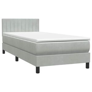 vidaXL Box spring postelja z vzmetnico svetlo siva 80x220 cm žamet