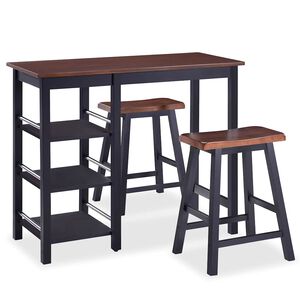 vidaXL Barska garnitura 3 delna MDF črne barve