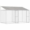 vidaXL Pasja kletka s streho srebrna 400 x 200 x 256 cm Jeklo in PE