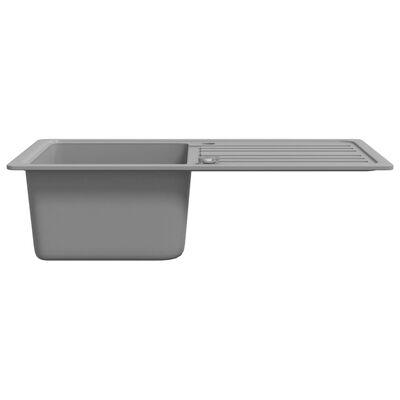 Granitno enojno kuhinjsko korito z dcejevalnikom reverzibilno sivo