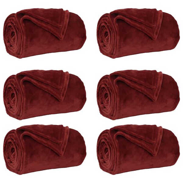 vidaXL Obloge 6 pcs Bordeaux rdeča 150 x 200 cm Flis