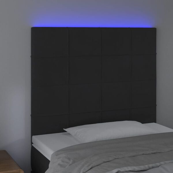 vidaXL LED posteljno vzglavje črno 80x5x118/128 cm žamet