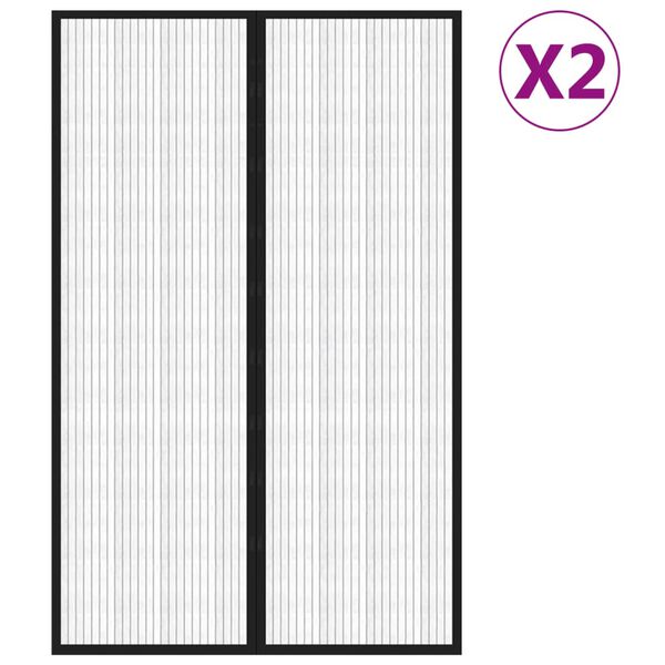 vidaXL Zavesa proti mrčesu 2 kosa z magnetnimi bloki črna 220x130 cm