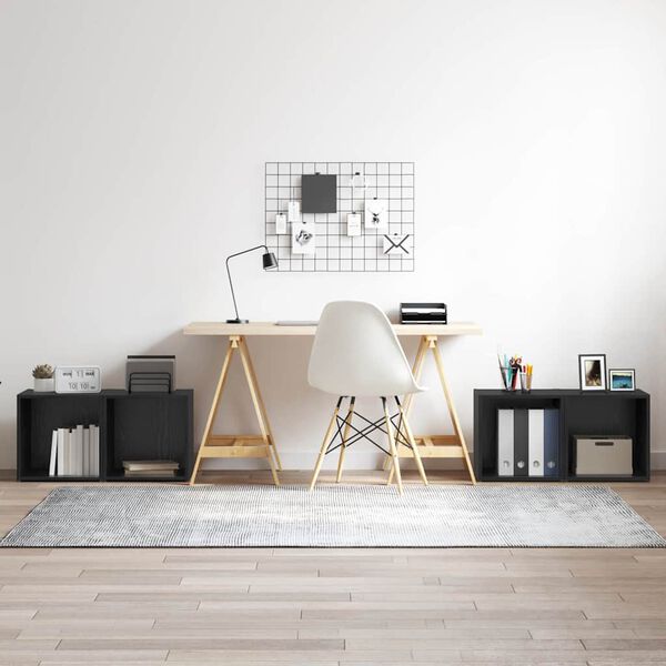 vidaXL Komplet TV omaric 4 pcs Črna 37 x 35 x 37,5 cm Konstruiran les