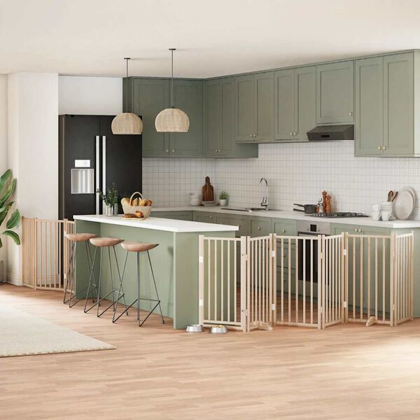 vidaXL Ograda za pse z vrati zložljiva 9 panelov 450 cm topolovina