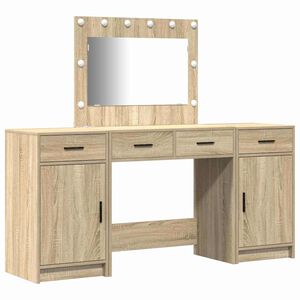 vidaXL Toaletna mizica 3 kos Rjava 78,5 x 41 x 135 cm Inženirski les