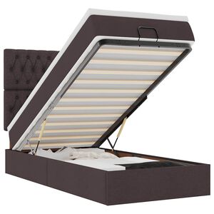 vidaXL Otomanski posteljni okvir z vzmetnico rjav 90x190 cm blago