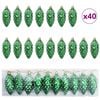 vidaXL Božična kroglica iz bora 40 kos LED Zelena 4 x 9 cm Plastika