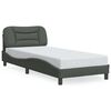 vidaXL Posteljni okvir z LED brez vzmetnice Hvar temno siv 90x190 cm blago