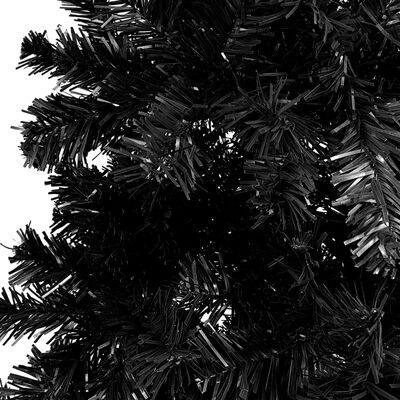 vidaXL Ozka osvetljena novoletna jelka črna 210 cm