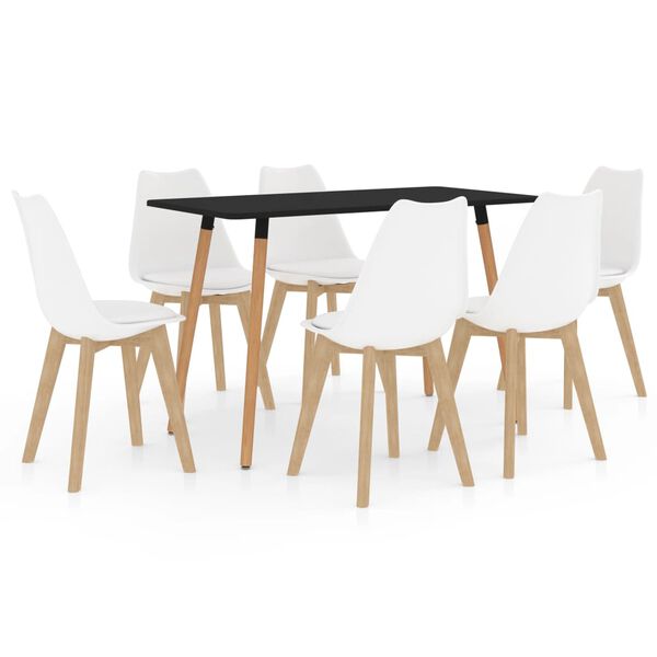 vidaXL Jedilna garnitura 7-delna bela