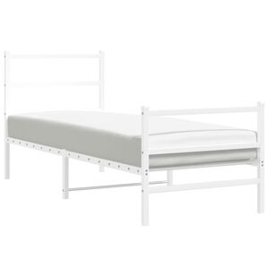 vidaXL Kovinski posteljni okvir z vzglavjem in vznožjem&nbsp;bel 80x200 cm
