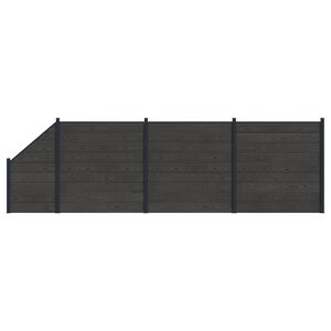 vidaXL Plo&scaron;ča ograje 4 pcs WPC in aluminij Črna