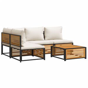 vidaXL Vrtna sedežna garnitura z blazinami 5-delna trden akacijev les