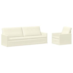 vidaXL Kavčna garnitura 2 pcs Krem Žametna tkanina