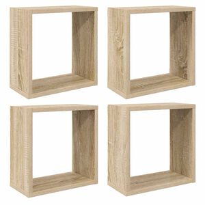 vidaXL Stenske police kockaste 4 kosi sonoma hrast 30x15x30 cm