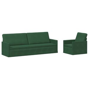 vidaXL Kavčna garnitura 2 pcs Jungle Zelena Žametna tkanina