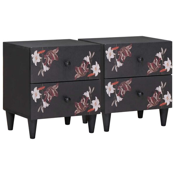 vidaXL Nočna omarica 2 pcs Rjava 40 x 33,5 x 46 cm Masiven les manga