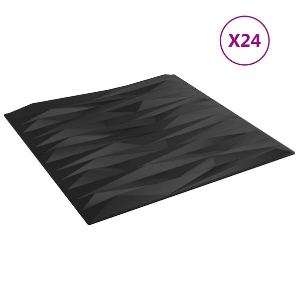 vidaXL Stenske plo&scaron;če 24 pcs Črn Kamen 50 x 50 cm XPS Pena