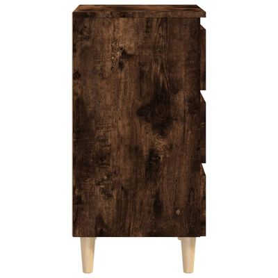 vidaXL Nočna omarica z lesenimi nogami dimljeni hrast 40x35x69 cm