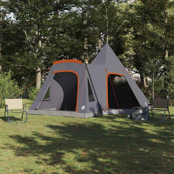 vidaXL Teepee &scaron;otor s streho Siva in oranžna 545 x 450 x 295 cm