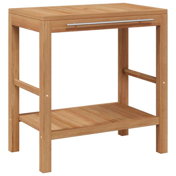 vidaXL Kopalniška toaletna omarica trdna tikovina z umivalnikom