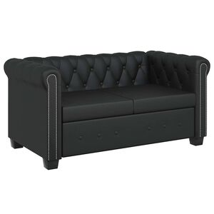 vidaXL Chesterfield kavč dvosed umetno usnje črne barve