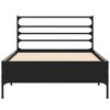 vidaXL Posteljni okvir črn 90x200 cm inženirski les in kovina