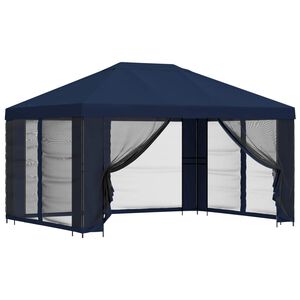 vidaXL Vrtni gazebo s stranskimi stenami 4 &times; 3 m Modra
