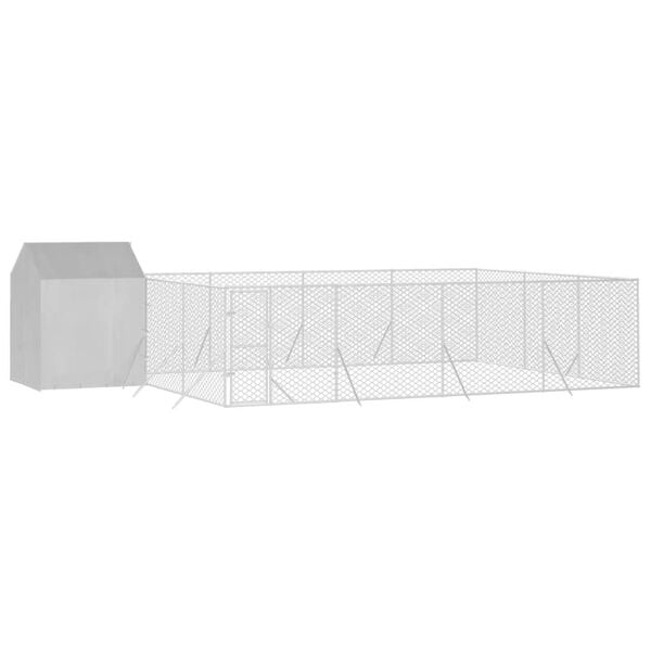 vidaXL Zunanja pasja ograda s streho srebrna 10x6x2,5m pocinkano jeklo