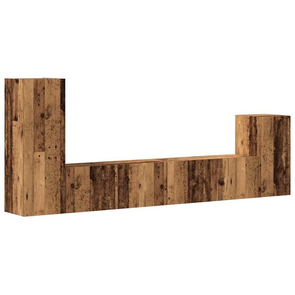 vidaXL TV omara 4-delna stenski stari lesni inženirski les