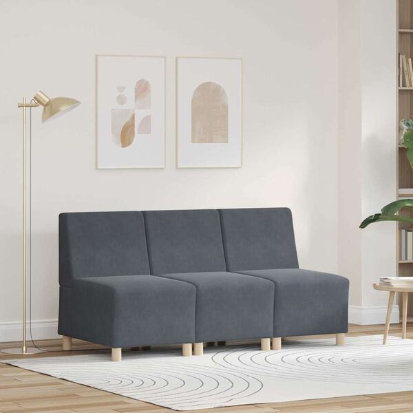vidaXL Modularna sofa enota brez naslonov 3 pcs Temno siva