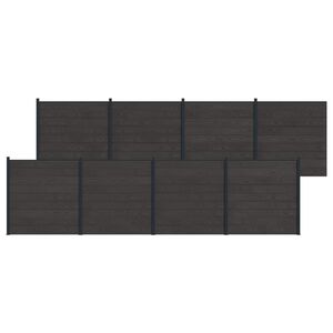 vidaXL Plo&scaron;ča ograje 8 pcs WPC in aluminij Črna