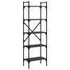 vidaXL Knjižna omara 5-nadstropna črna 56x31,5x174 cm inženirski les