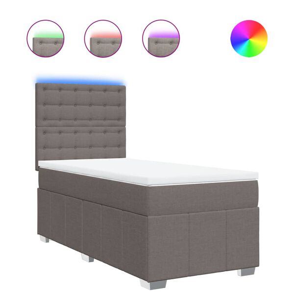 vidaXL Box spring postelja z vzmetnico taupe 90x200 cm blago
