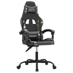 vidaXL Gaming stol črno in kamuflažno umetno usnje