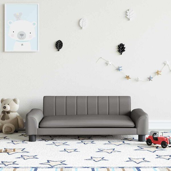 vidaXL Otro&scaron;ki kavč siv 90x53x30 cm umetno usnje