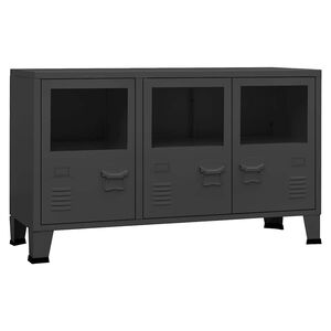 vidaXL Komoda antracitna 105x35x62 cm kovina in steklo