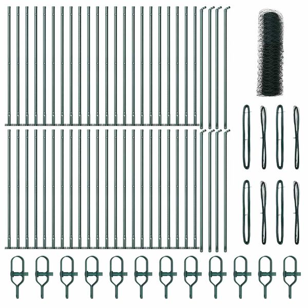 vidaXL Steber ograje. Zelena 100 x 0,6 m (50 mm mreža) Jeklo in PVC