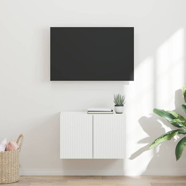 vidaXL TV stenska omara Bela 59,5 x 31 x 40 cm Konstruiran les