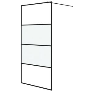 vidaXL Pregrada za tu&scaron; črna 100x195 cm delno motno ESG steklo