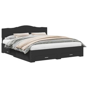 vidaXL Konstrukcija postelje Črna 200 x 200 cm Konstruiran les