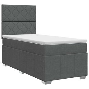 vidaXL Postelja boxspring z vzmetnico Temno siva Enojno Blago