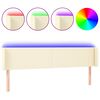 vidaXL LED posteljno vzglavje krem 183x16x78/88 cm umetno usnje