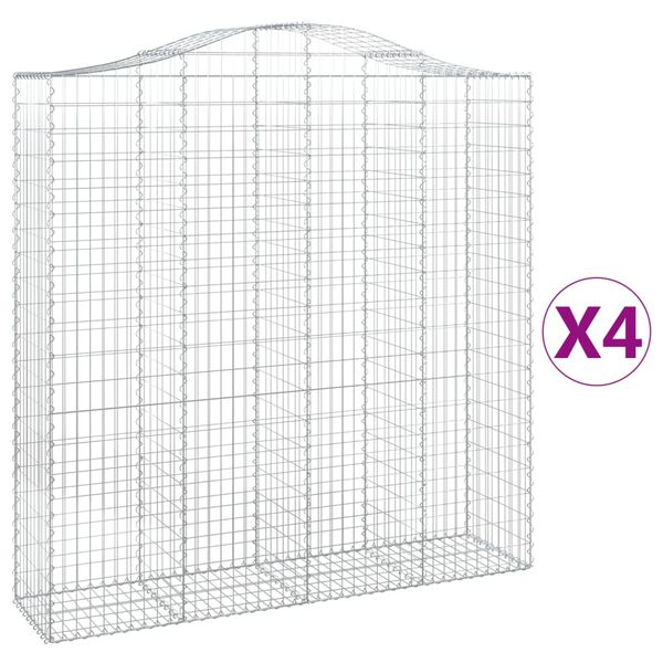 vidaXL Obokane gabion košare 4 kosi 200x50x200/220 cm pocinkano železo