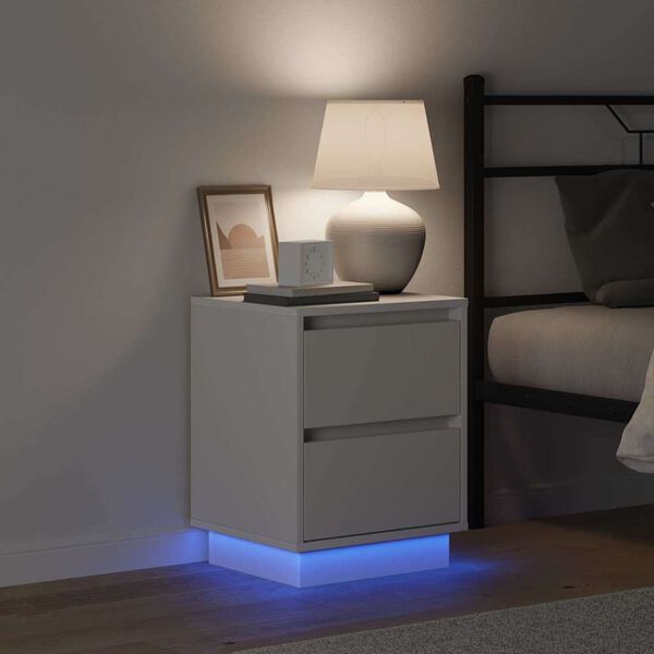 vidaXL Nočna omarica s predalom Bela 39 x 34,5 x 50 cm Konstruiran les