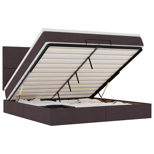 vidaXL Otomanski posteljni okvir z vzmetnicami rjav 200x200 cm blago